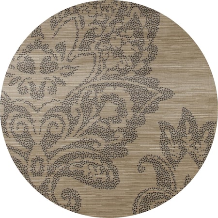 Art Carpet 8 Ft. Bastille Collection Large Damask Border Woven Round Area Rug, Beige 841864107760